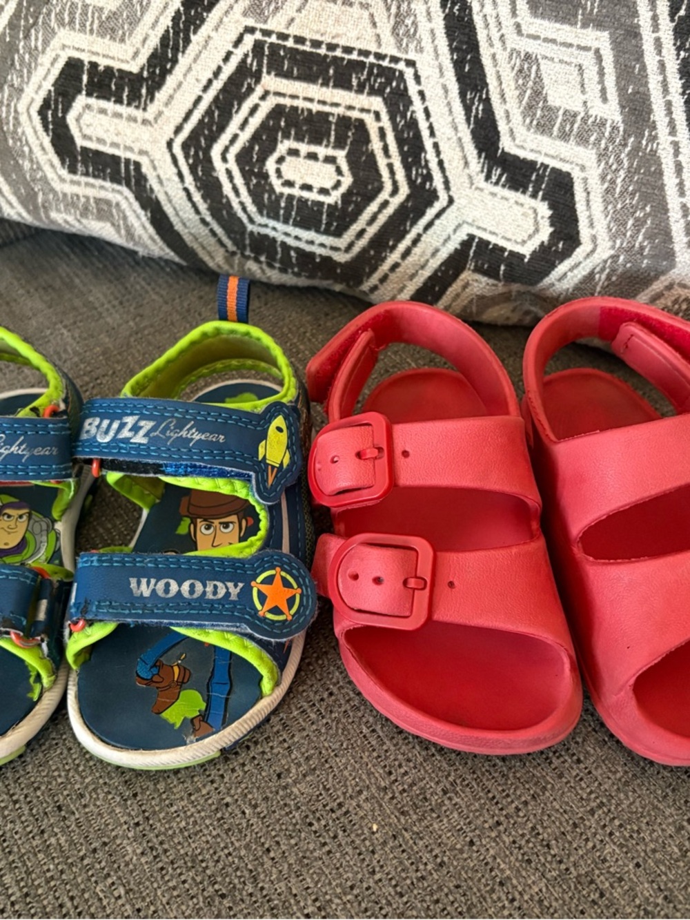 Kids Sandals & Red Buckle Sandals - Blue/Green and Red